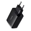 Baseus kompakti pikalaturi, 3x USB, 17 W (musta)