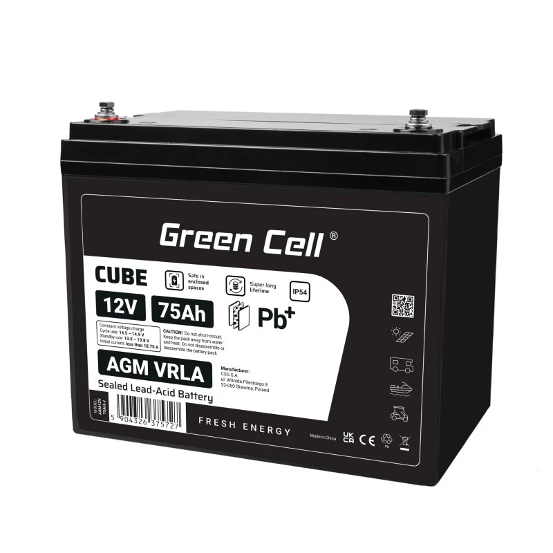 AGM VRLA -akku 12V 75Ah IP54