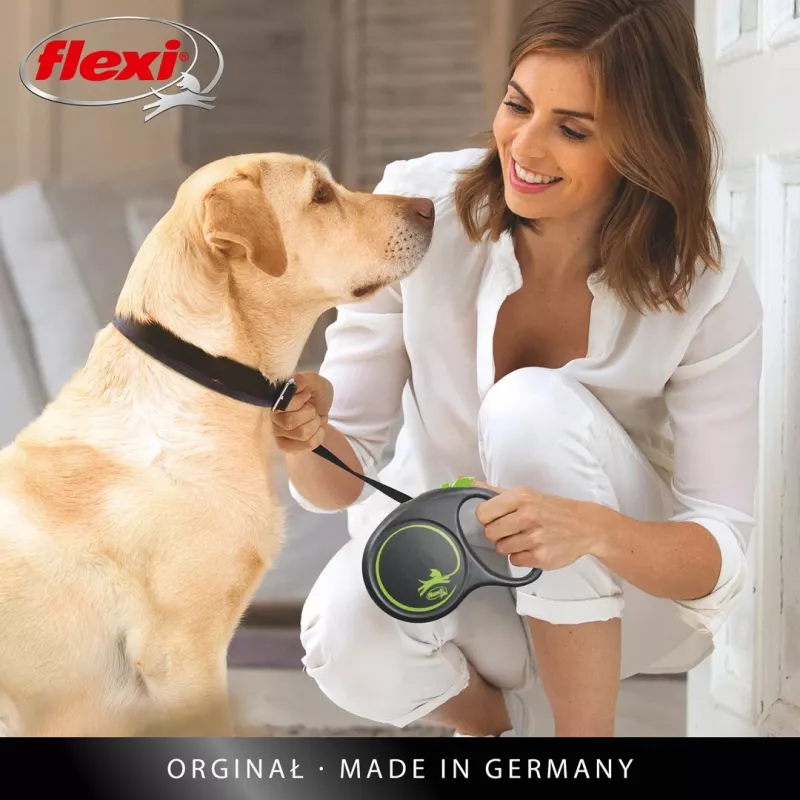 Flexi Automatic -hihna musta Design S 5 m, sininen
