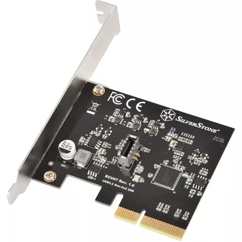 SilverStone SST-ECU07 PCIe 3.0 x4 USB 3.2 Gen 2x2 -sovituskortti, 1x sisäinen USB-C, matala profiili