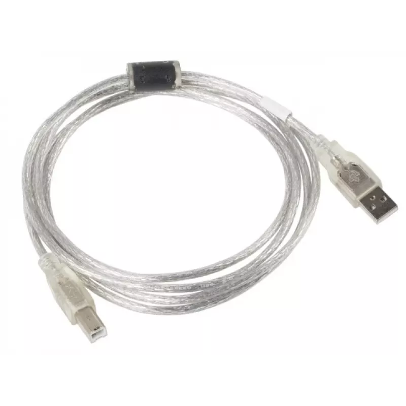 USB-2.0-kaapeli LANBERG CA-USBA-12CC-0018-TR, USB A (uros) - USB B (uros), 1,8 m, läpinäkyvä