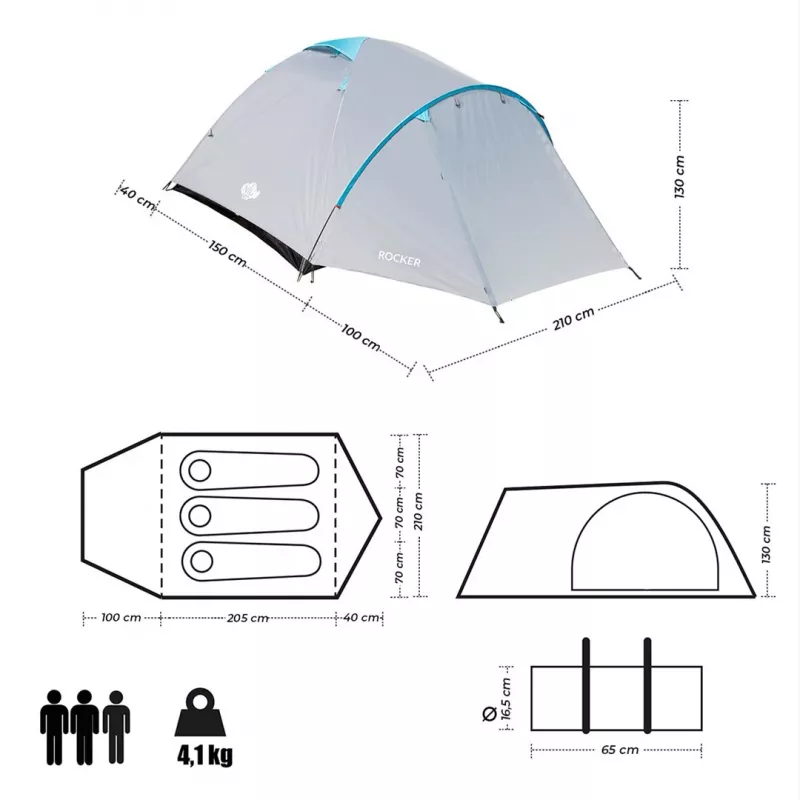 NILS CAMP ROCKER NC6013 3 hengen teltta