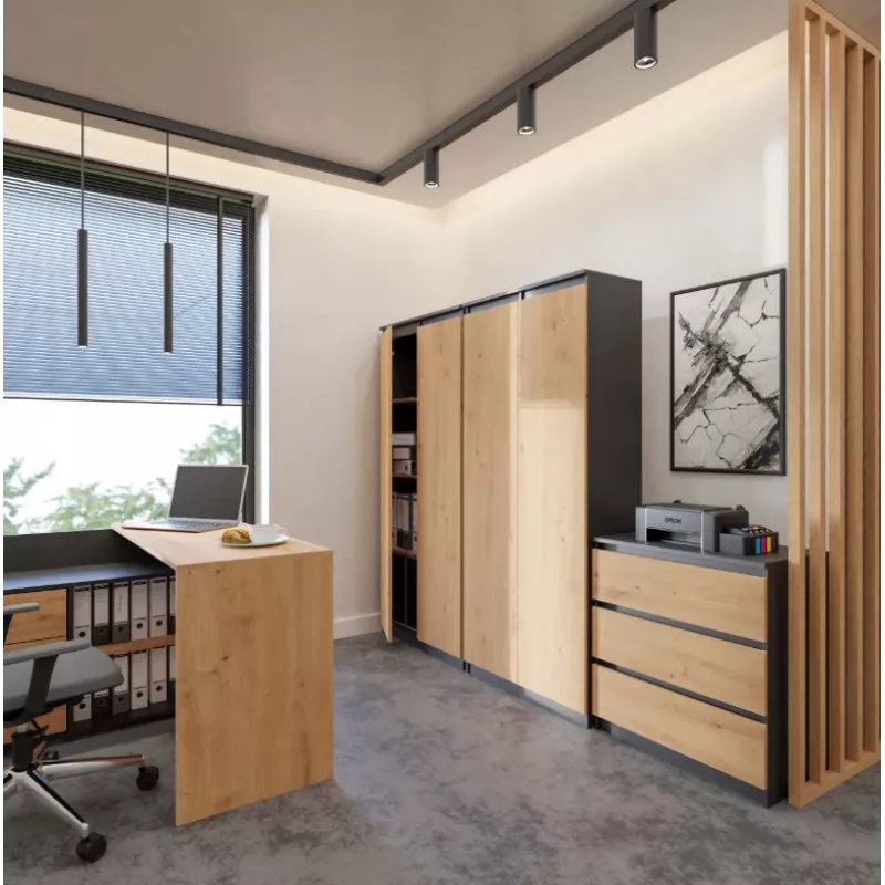 RS-80 HEMN OFFICE -hyllykkö, antrasiitti/artisan oak