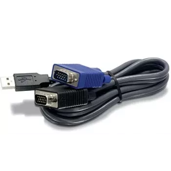 TRENDnet TK CU10 - näppäimistö- / video- / hiiri- (KVM-) kaapeli - USB Type A, 4-pin, HD-15 (M) - HD-15 (M) - 3,1m - musta (TK-CU10)