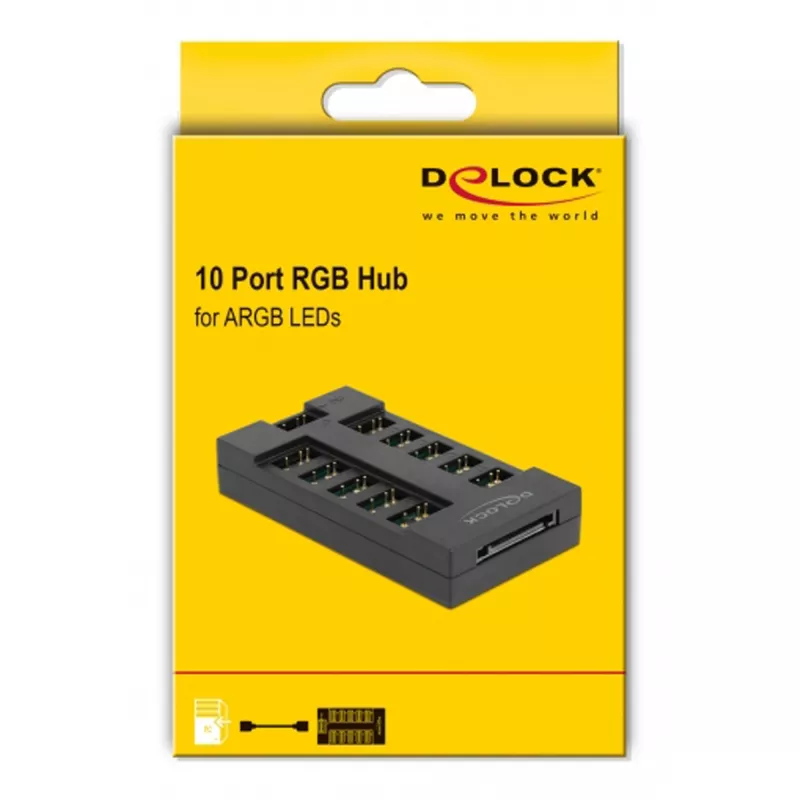Delock - RGB LED valokeskitin - 10 liitäntää - musta (64128)