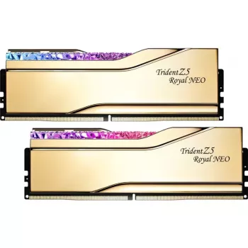 DIMM 32 GB DDR5-6400 (2x 16 GB) Dual-kit, muisti kulta, F5-6400J3039G16GX2-TR5NG, Trident Z5 Royal Neo, AMD EXPO