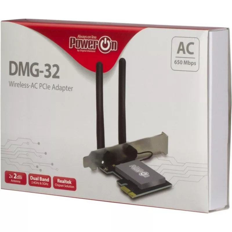 Inter-Tech DMG-32 - sisäinen - langaton - PCI Express - Wi-Fi - 650 Mbit/s - musta - hopea (88888148)