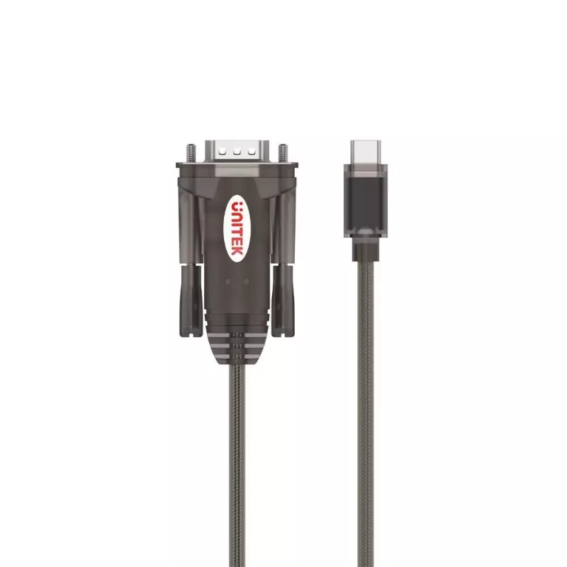 Unitek Y-1105K USB-C–RS-232-sovitin, 1,5 m, musta