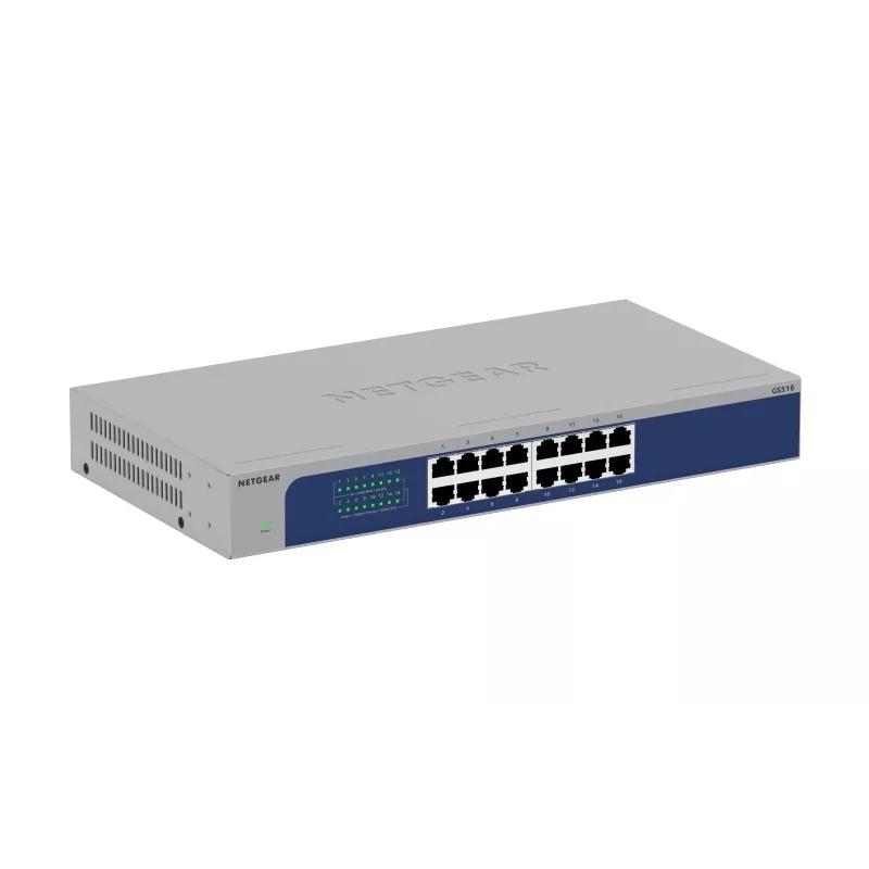 NETGEAR GS516-300EUS verkkokytkin hallitsematon Gigabit Ethernet (10/100/1000) harmaa