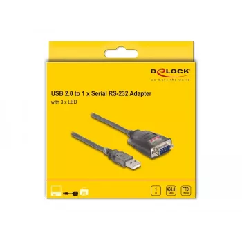 DeLOCK 61400 kaapeliadapteri USB A RS-232 musta