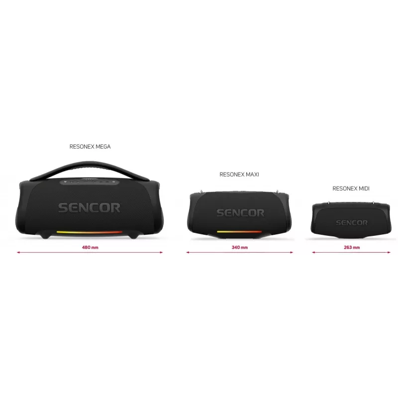 Sencor Resonex Mega kannettava Bluetooth-kaiutin, 190 W, IPX7, TWS, LED