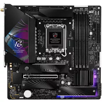 Emolevy ASRock Phantom Gaming Z890M Riptide WiFi — Intel Z890, LGA1851, microATX, DDR5, 4x DIMM, 256GB, Wi‑Fi 6E, 2.5Gb LAN