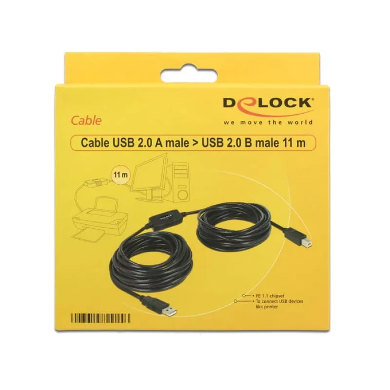 USB-kaapeli DeLOCK 11 m USB2.0-A - USB2.0-B