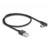 DeLOCK USB 2.0 -kaapeli Type-A uros USB Type-C uros kulma 0,5 m musta