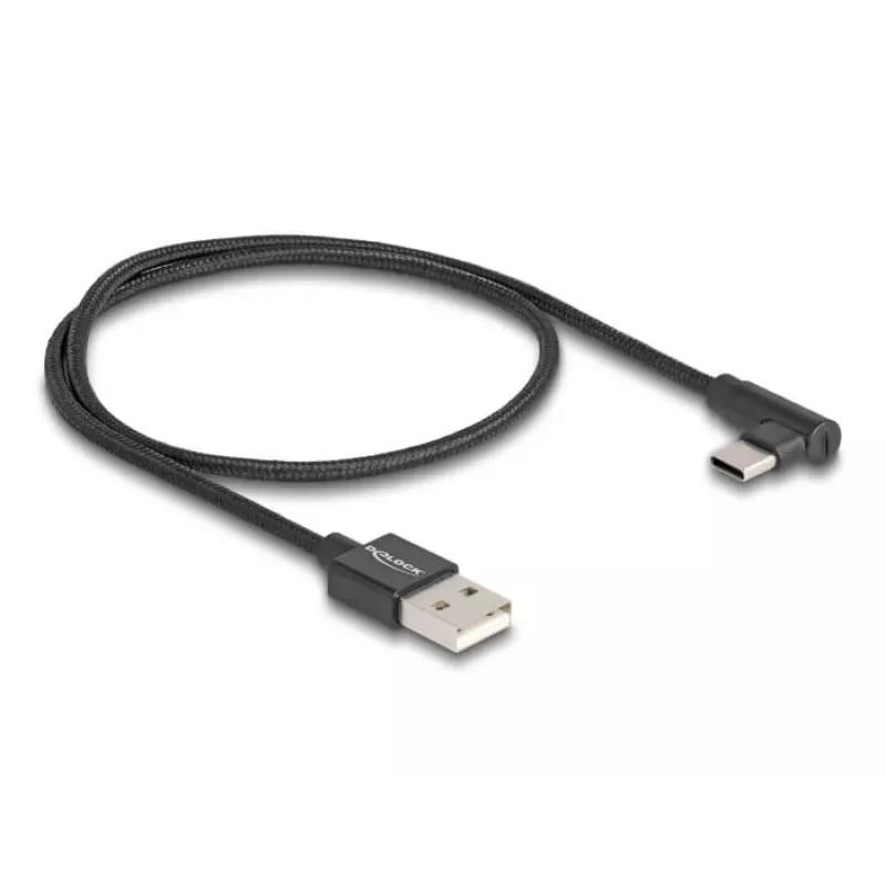 DeLOCK USB 2.0 -kaapeli Type-A uros USB Type-C uros kulma 0,5 m musta