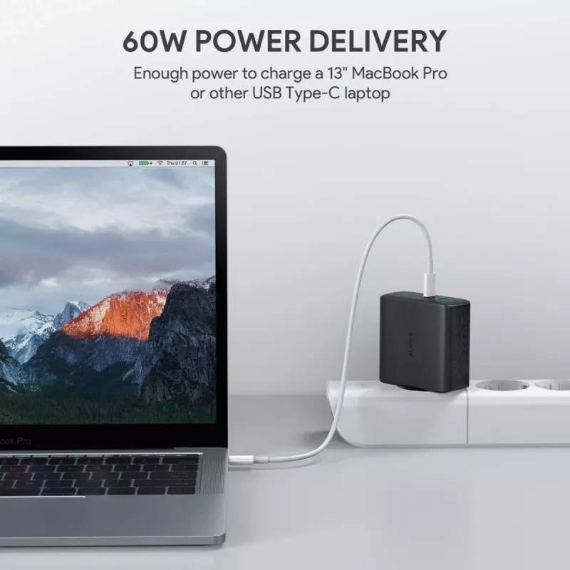 PA-D3 seinälaturi 2xUSB Power Delivery (1xUSB+1xUSB C) 5,4A 60W Dynamic Detect