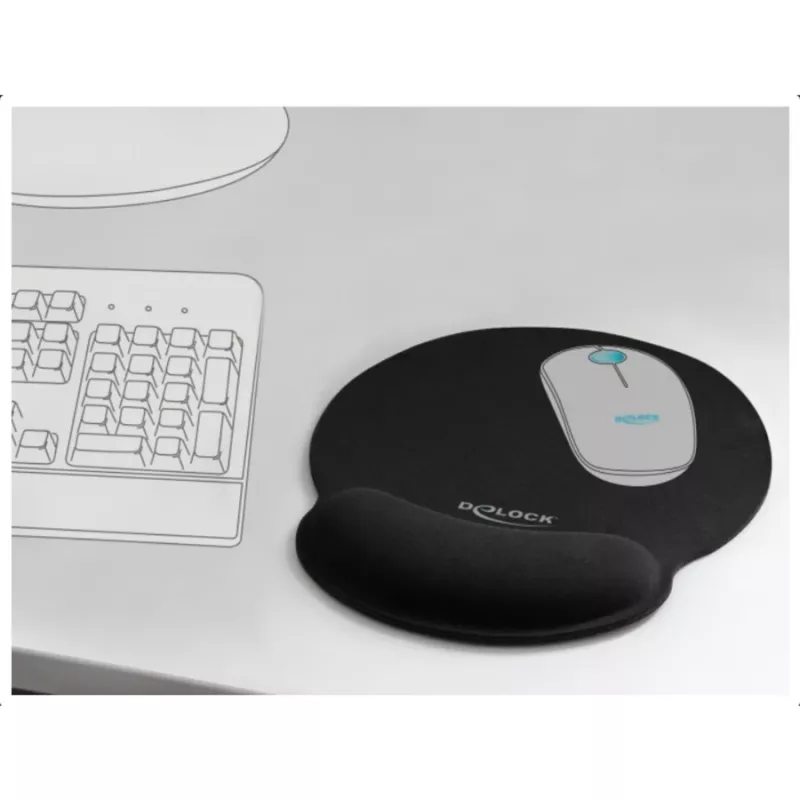 Delock ergonominen hiirimatto rannetuki musta 252x227 mm