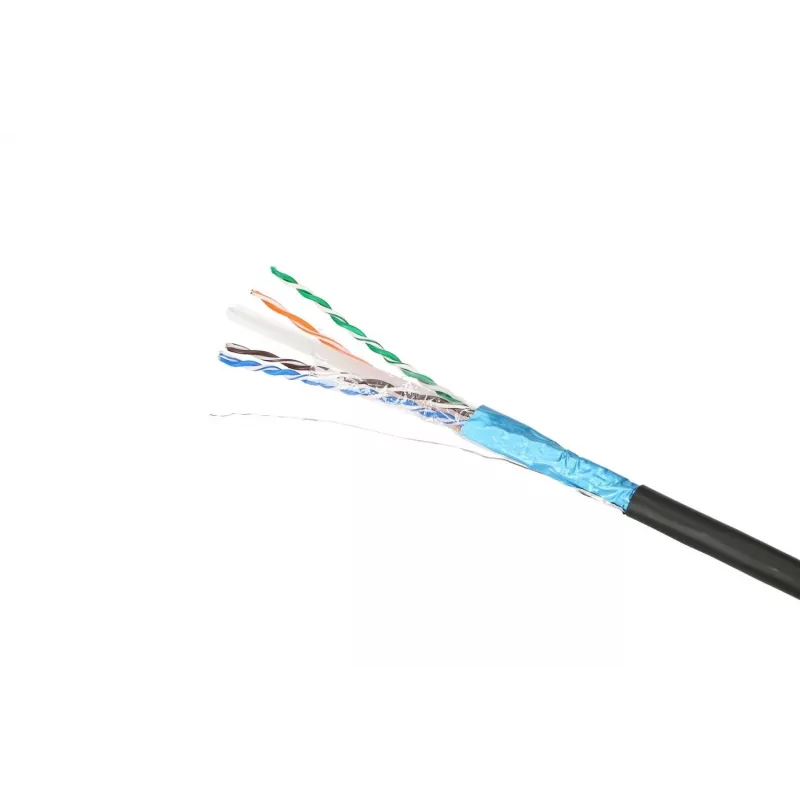 Verkkokaapeli Extralink Twisted Pair CAT6 FTP (F/UTP) V2 ulkokäyttöön 305 m musta