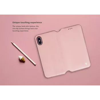 Folio-kotelo VixFox iPhone XSMAX – pinkki, suojaava lompakkokotelo