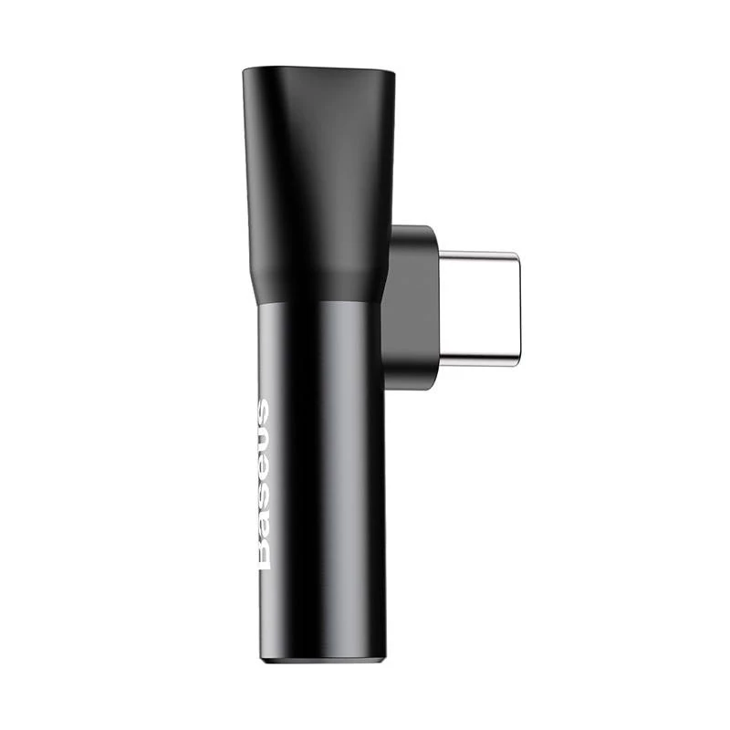 Baseus audio-adapteri USB-C 3,5 mm miniliitäntä + USB-C (musta)