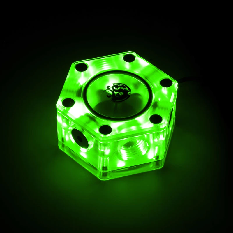 Virtausmittari BitsPower Hexagon Flow Indicator-RGB BP-HFI-RGB — RGB-valaistus, kuusikulmainen muotoilu