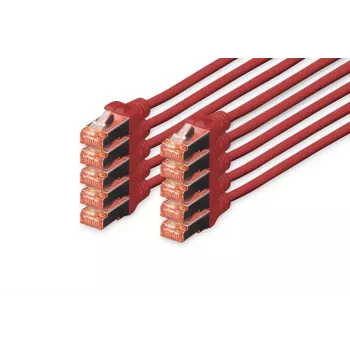 DIGITUS CAT 6 S/FTP -kytkentäkaapelisarja DK-1644-010-R-10, 1 m, punainen, 10 kpl