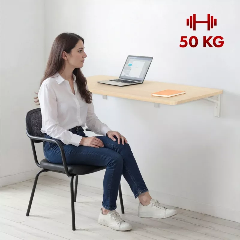 Maclean MC-128WD seinälle kiinnitettävä taittuva hylly, 100×40 cm, puujäljitelmä