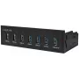 LogiLink USB 3.0 -keskitin, 7-porttinen 5,25 tuuman sisäinen, pikalataustoiminnolla - keskitin - 6 x SuperSpeed USB 3.0 + 1 x SuperSpeed USB 3.0 (lataus)