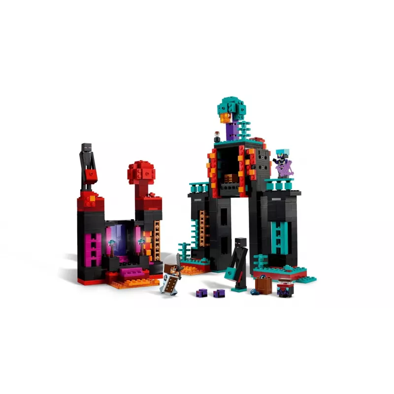 Rakennuslelu LEGO Minecraft setti 21279 Enderman-torni, 867 osaa, 2 minifiguuria, 450 mm korkeus