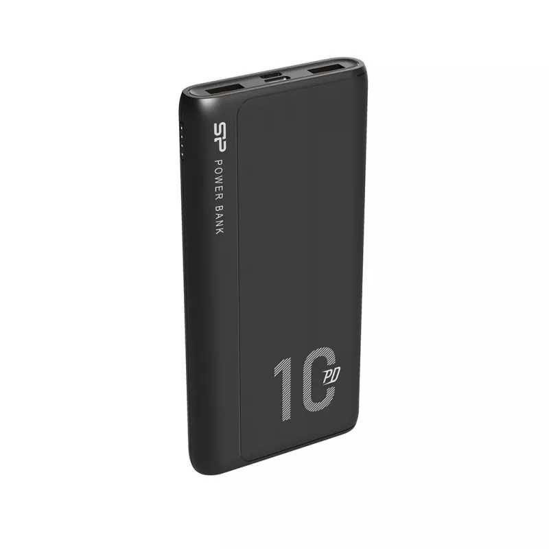 Varavirtalähde Silicon Power QP15 10000 mAh, LiPo, 2x USB-A + 2x USB-C, Micro-USB-tulo, musta