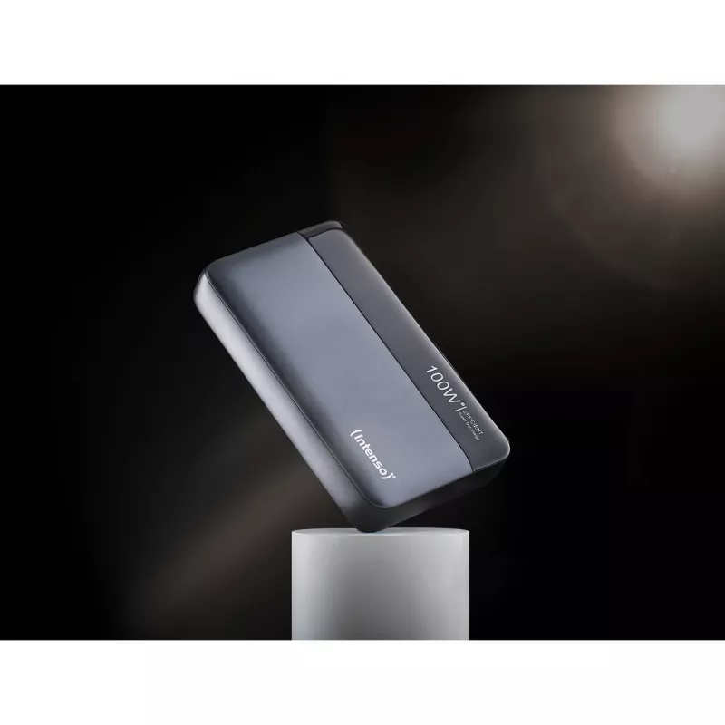 Powerbank INTENSO 7350050 — 20000 mAh, 1× USB-A + 2× USB-C, 100 W kokonaislähtöteho, musta/harmaa