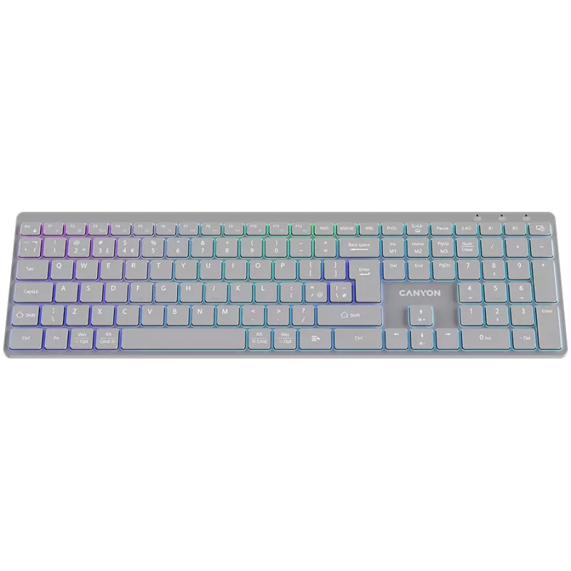 CANYON näppäimistö HKB-W11 UK/US RGB Dual Mode langaton harmaa
