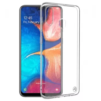 Tellur silikonikotelo Samsung Galaxy A20 -puhelimelle, läpinäkyvä, pehmeä suojakotelo