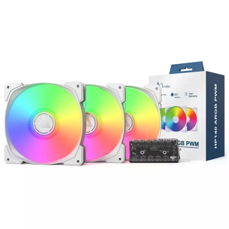 MONTECH HP140 ARGB PWM 140 mm valkoinen 3 kpl:n pakkaus
