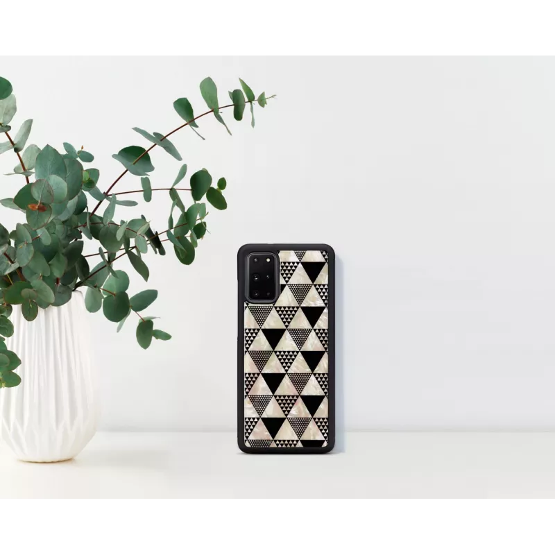 iKins suojakotelo Samsung Galaxy S20+:lle — musta pyramidimuotoilu
