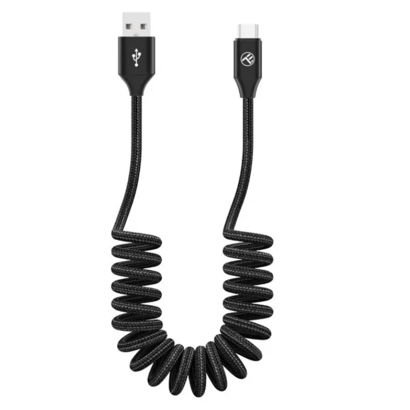 USB-USB-C-datakaapeli Tellur Extendable 3A 1,8 m musta