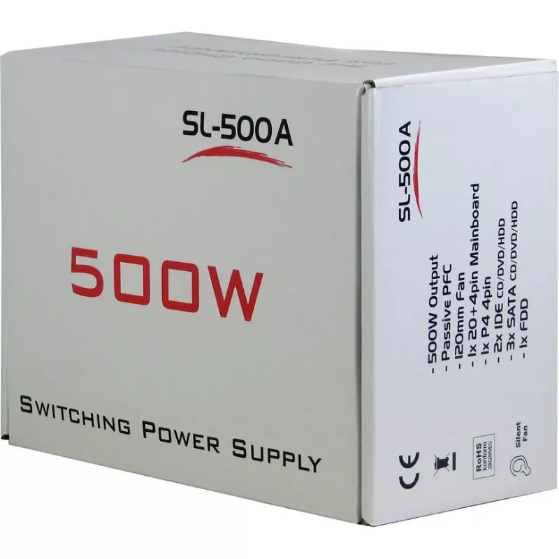Virtalähde Inter-Tech SL-500W(A) 500W ATX ei-modulaarinen