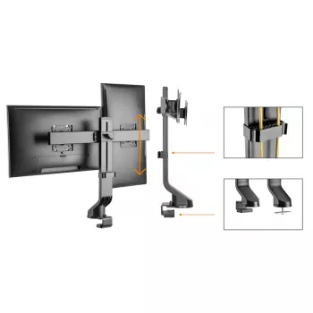 Monitoriteline MACLEAN MC-854 kahdelle monitorille 17–27 inch VESA 75x75 / 100x100, kaksivartinen pöytäteline