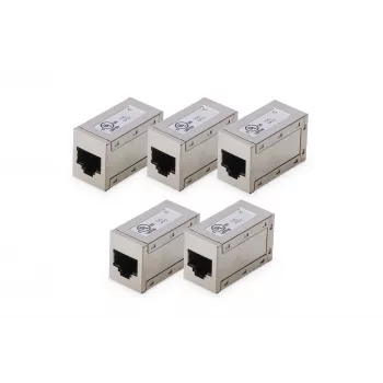DIGITUS CAT 6 modulaariset liittimet, suojatut, 5 kpl, RJ-45, kultakontaktit, hopea