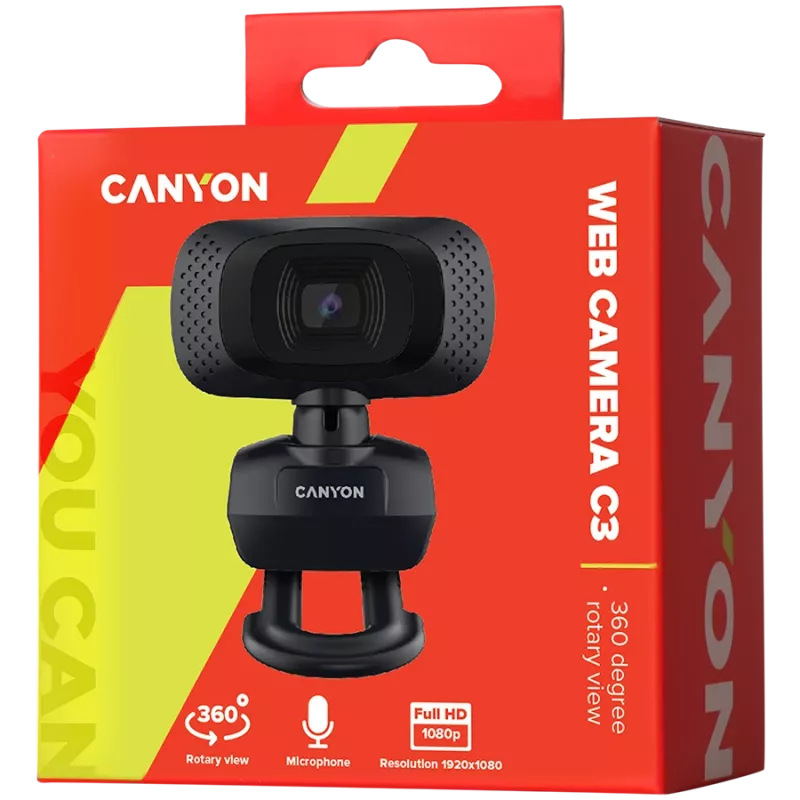 CANYON web-kamera C3 HD 720p musta
