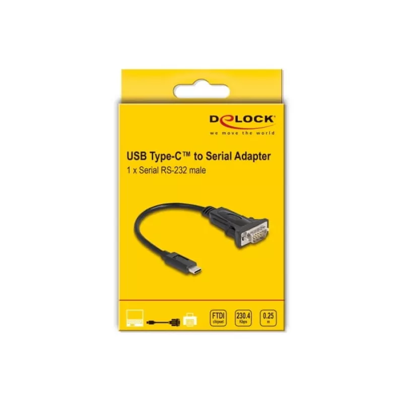 DeLOCK adapteri USB Type-C - RS-232 D-Sub 9-pin pistoke 0,25 m