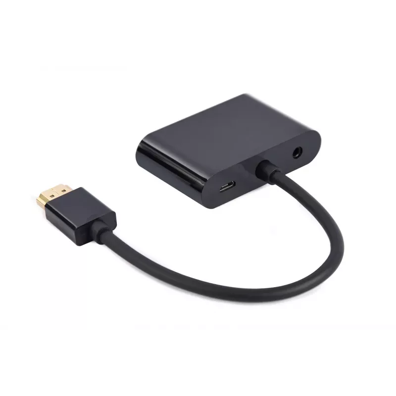 Gembird A-HDMIM-HDMIFVGAF-01 sovitin HDMI-uros – HDMI-naaras + VGA-naaras, ääni ja virtaliitäntä