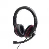 Langallinen pelikuulokemikrofoni GEMBIRD MHS-03-BKRD — binaural, korvan peittävä, 3,5 mm, 1,8 m kaapeli, punainen/musta