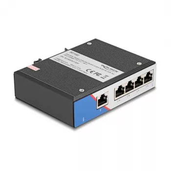 Ethernet-kytkin DELOCK 80162 — 5-porttinen Gigabit RJ45 DIN-kiskoasennukseen