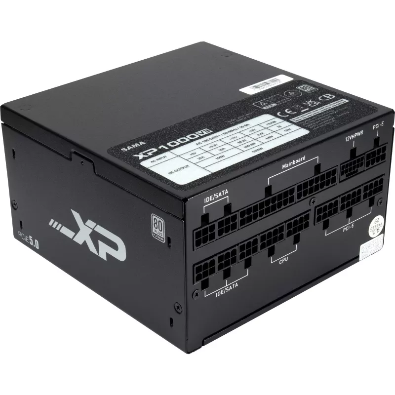 SAMA XPH-1000A, PC-virtalähde 1x 12-pin High Power GPU, 3x PCIe, kaapelinhallinta, 1000 wattia
