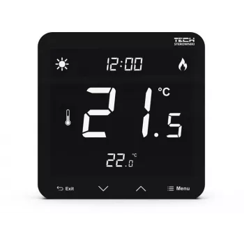 Johdollinen kaksipisteinen huonetermostaatti ST-297z v3 Tech Controllers — uppoasennus, musta