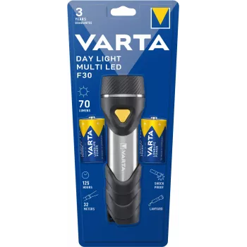 Käsivalaisin Varta Day Light Multi LED F30 musta hopea keltainen
