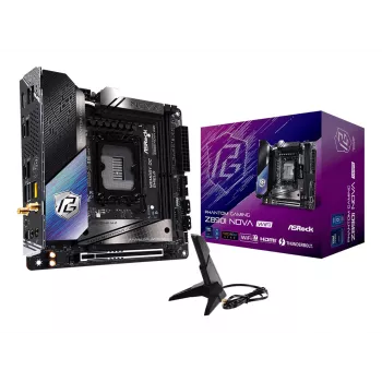 ASRock Phantom Gaming Z890I Nova WiFi emolevy — Intel Z890, LGA 1851, Mini-ITX, DDR5, 2x M.2, Wi‑Fi 6E/7, 5Gb LAN, Thunderbolt