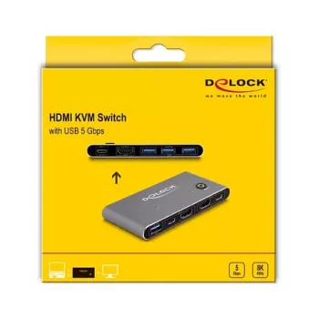 DeLOCK HDMI KVM-kytkin 8K 60 Hz USB 5 Gbps