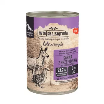 WIEJSKA ZAGRODA Forest Flavours peura ja viiriäinen - märkäruoka koirille - 400 g